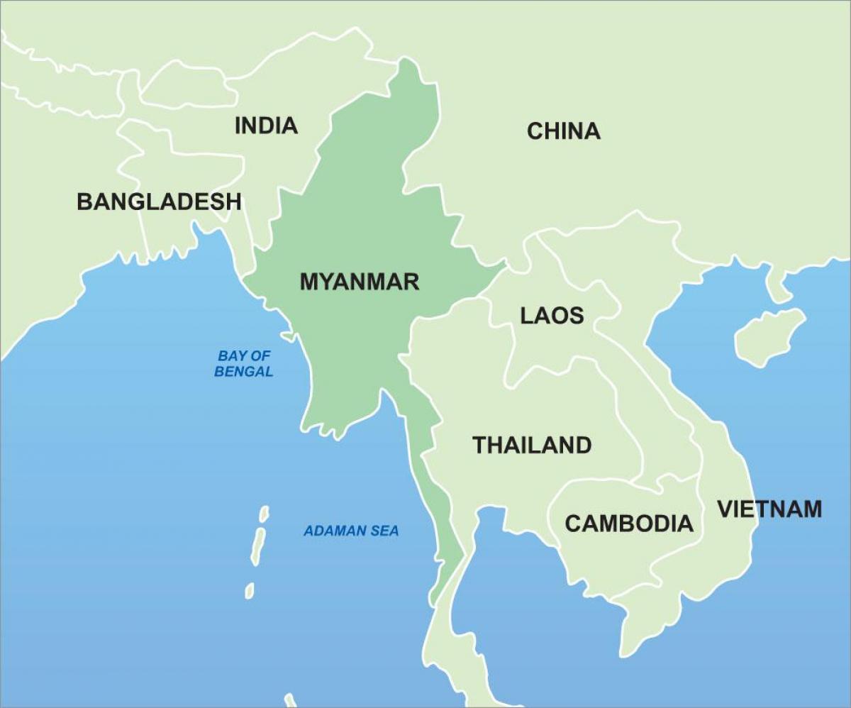 Burma sou kat jeyografik la nan peyi lazi