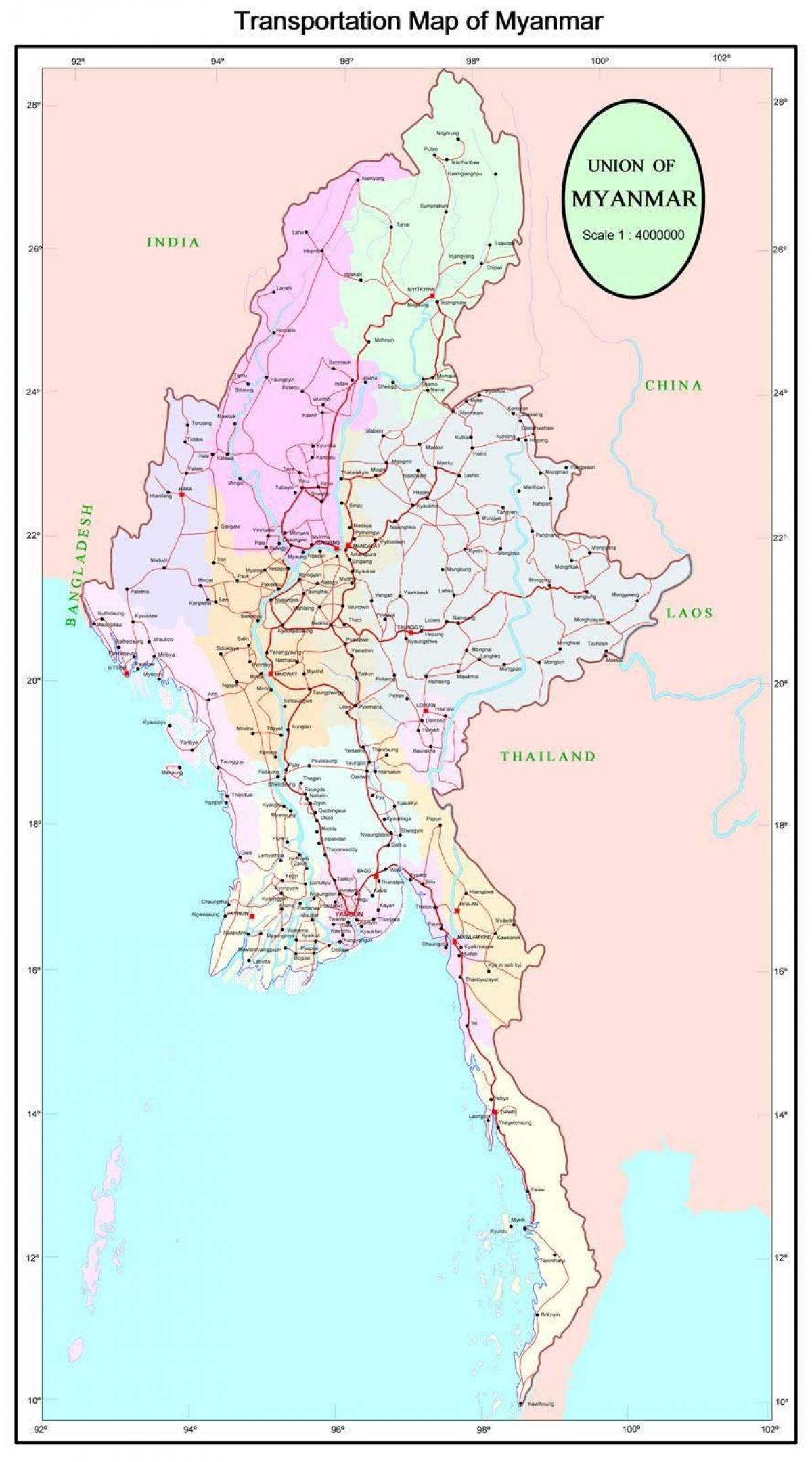 Myanma gran wout wout kat jeyografik