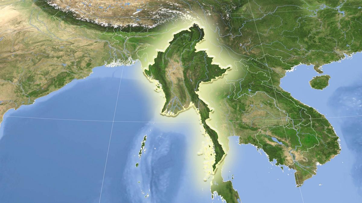 Myanma kat jeyografik satelit viv