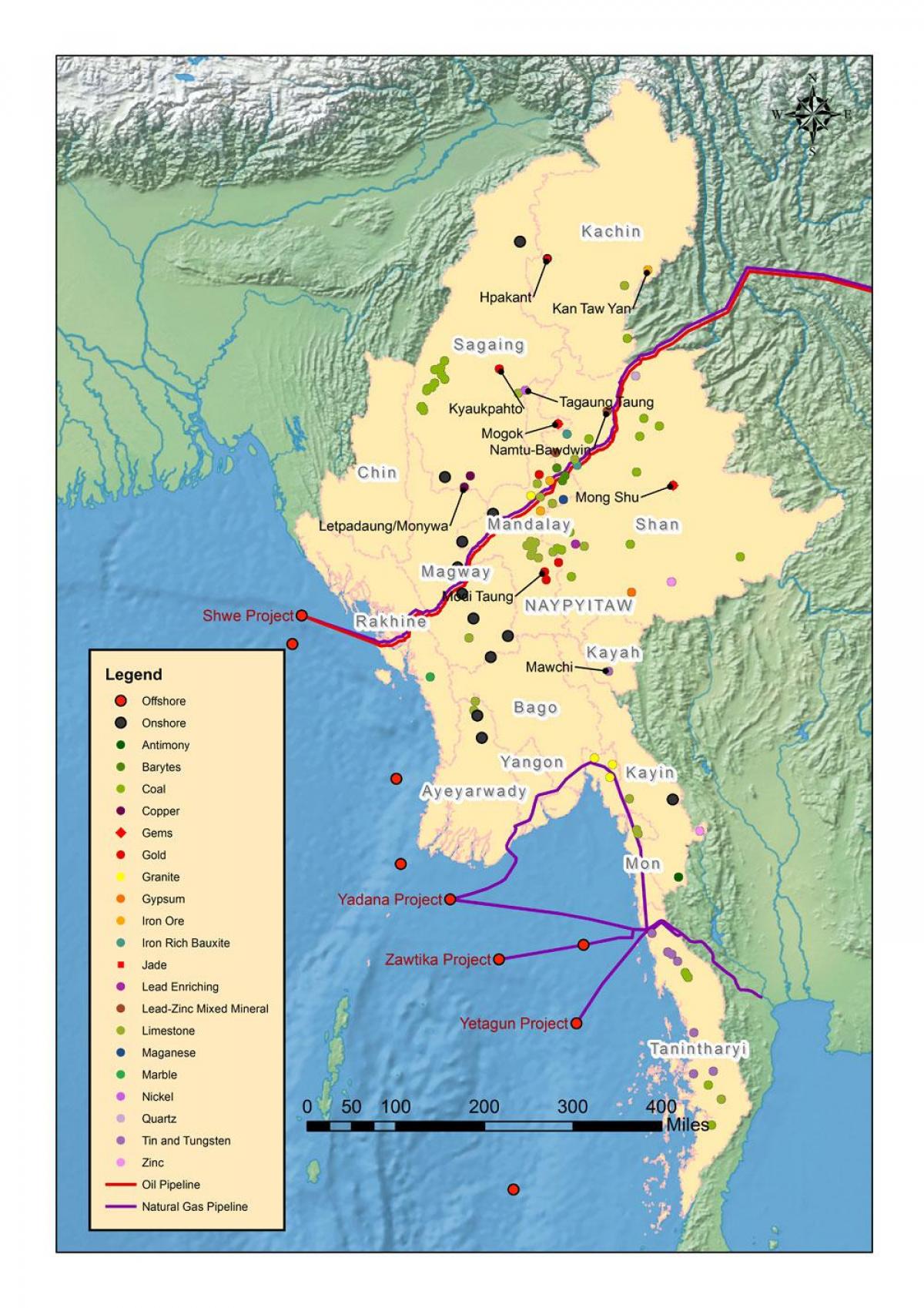 Kat jeyografik nan Myanma resous natirèl